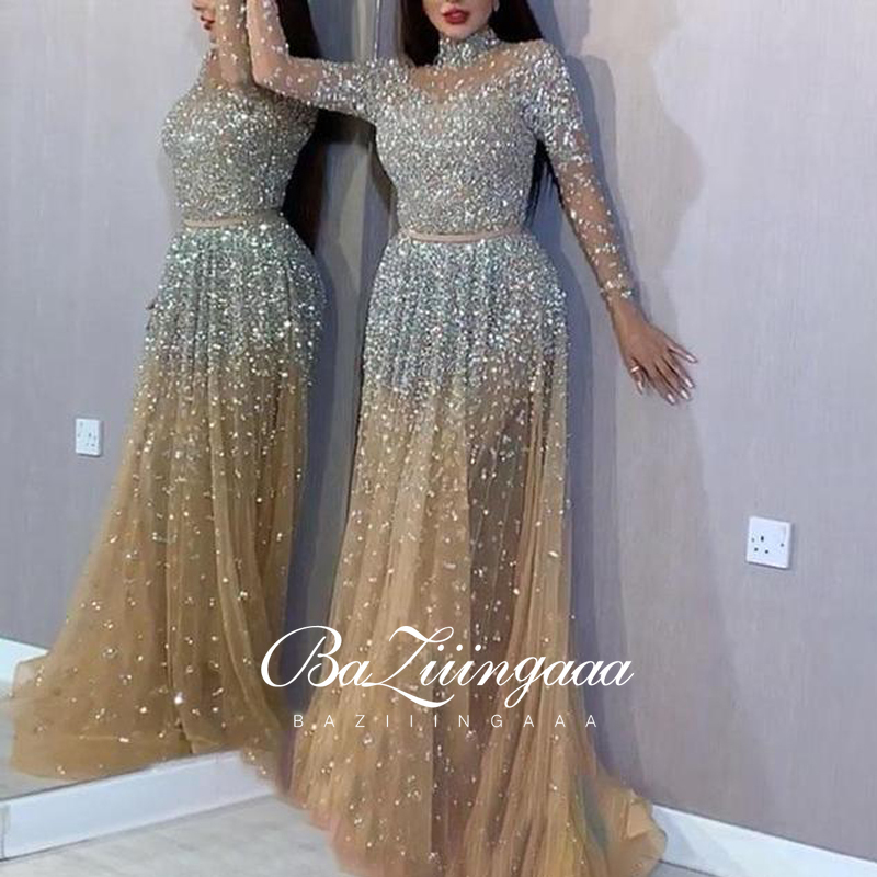 New Elegant Woman Evening Gown Plus size slim printed long evening dress Suitable for Formal Parties 201114