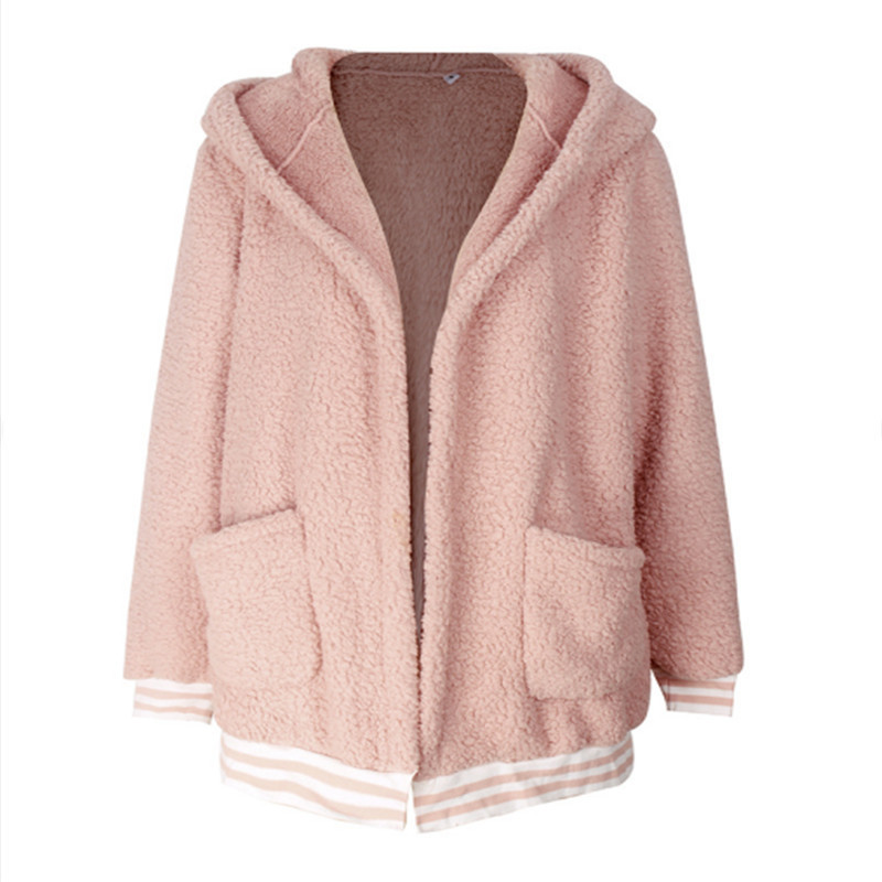 Woman Coats Winter 2019 Wool Coat Women Longsleeved Pullovers Hoodies Warm Cardigan Hooded Jacket Teddy Coat Plus Size Coat T200114