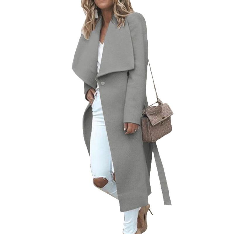 Autumn Fashion Women Wool Blend Long Trench Coat Plus Size Wool Coats Outerwear 2020 Office Ladies Long Over