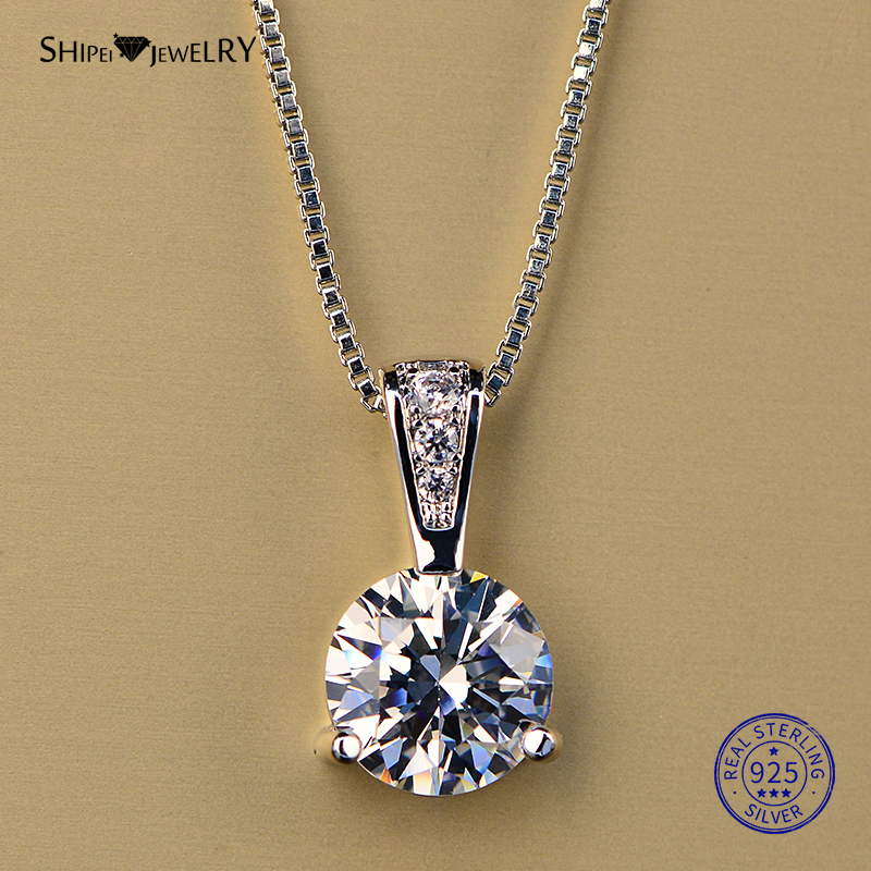 Shipei 925 Sterling Silver Necklace for Women Fine Jewelry Heart and Arrows Created Moissanite Pendant Necklace Birthday Gift LJ201009