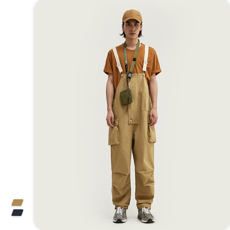 VIMASS Spring Summer New Trendy Casual Multi Dimensional Multi Pocket Trousers Men's Strap Jumpsuit Casual pants 201027
