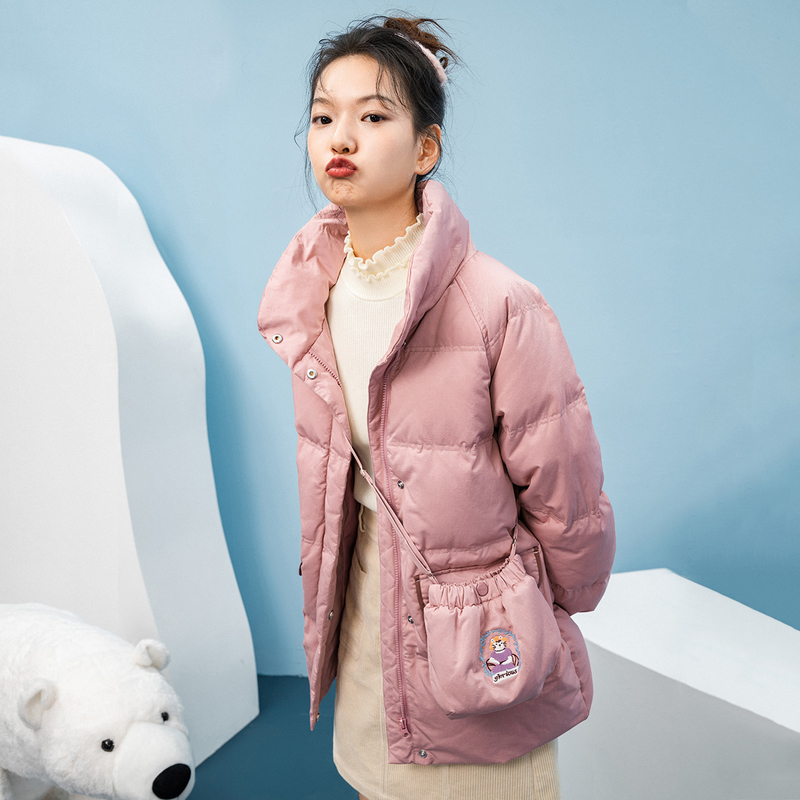 INMAN Winter New Arrivals Duck Down Standing Collar Short Embroidered Sweet Zip Coat Women's Down Jacket 201019