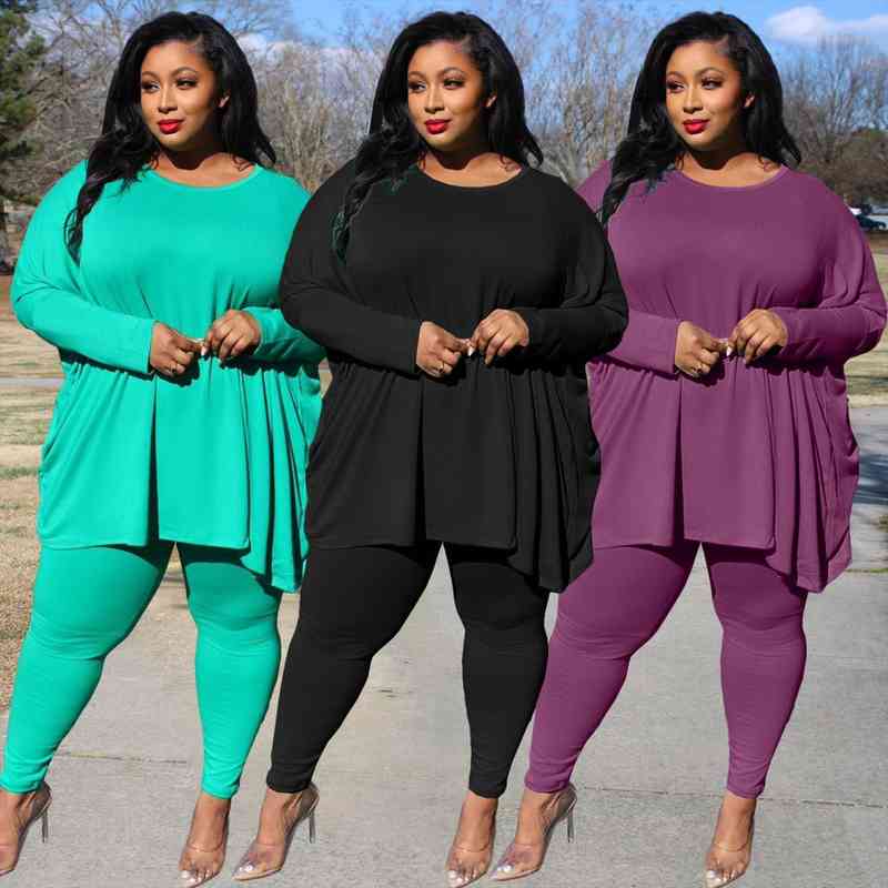Spring Autumn Plus Size Women Casual Suit Solid Loose Long-sleeved T-shirt Stretch Tights Fashion Trousers Two Piece Set Women, White
Spring Autumn Plus Size Women Casual Suit Solid Loose Long-sleeved T-shirt Stretch Tights Fashion Trousers Two Piece Set Women, White