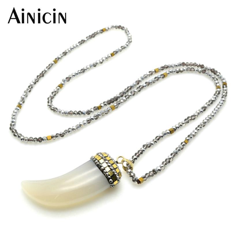 1pc Natural Stone Rhinestone Clay Paved Horn Shape Pendant With Faceted Glass 30'' Chain Necklace Fro Women Summer Jewelry
1pc Natural Stone Rhinestone Clay Paved Horn Shape Pendant With Faceted Glass 30'' Chain Necklace Fro Women Summer Jewelry