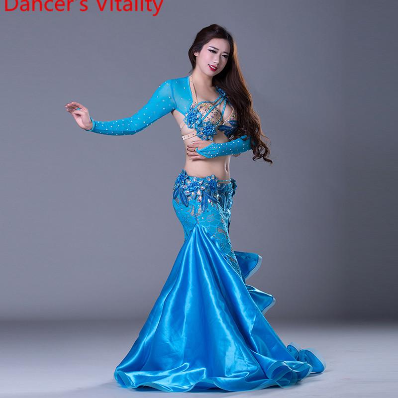Luxury Girls Belly Dance Costumes Long Sleeves Bra+Lace Skirt 2pcs Belly Dance Suit Women Ballroom Set Dress, Blue
Luxury Girls Belly Dance Costumes Long Sleeves Bra+Lace Skirt 2pcs Belly Dance Suit Women Ballroom Set Dress, Blue