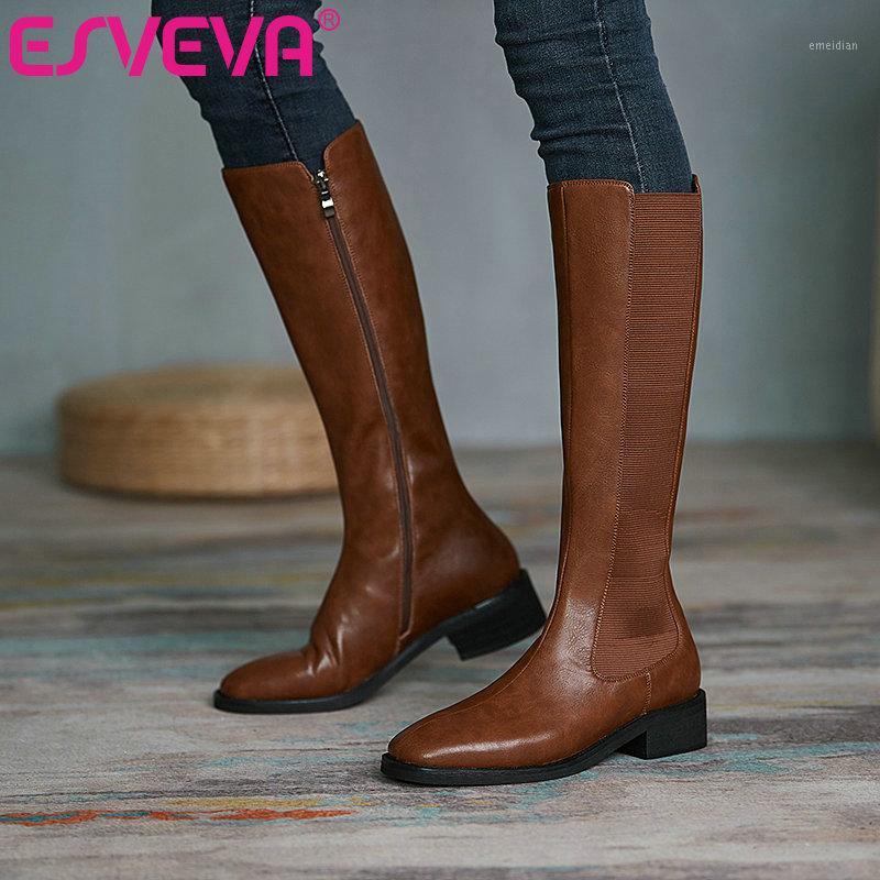 ESVEVA 2021 Square Low Heel PU Leather Knee High Boots Women Boots Shoes Round Toe Western Style Zipper Size 34-401, Black-pu
ESVEVA 2021 Square Low Heel PU Leather Knee High Boots Women Boots Shoes Round Toe Western Style Zipper Size 34-401, Black-pu