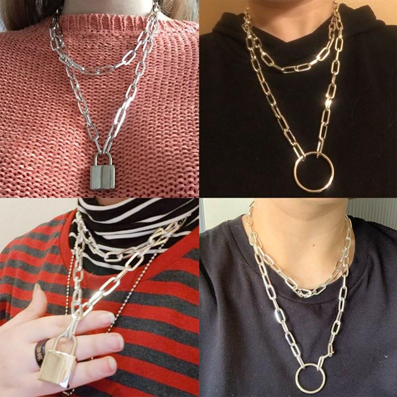 Double Layer Lock Chain Necklace Punk 90s Link Chain Silver Color Padlock Pendant Necklace Women Fashion Gothic Jewelry
Double Layer Lock Chain Necklace Punk 90s Link Chain Silver Color Padlock Pendant Necklace Women Fashion Gothic Jewelry