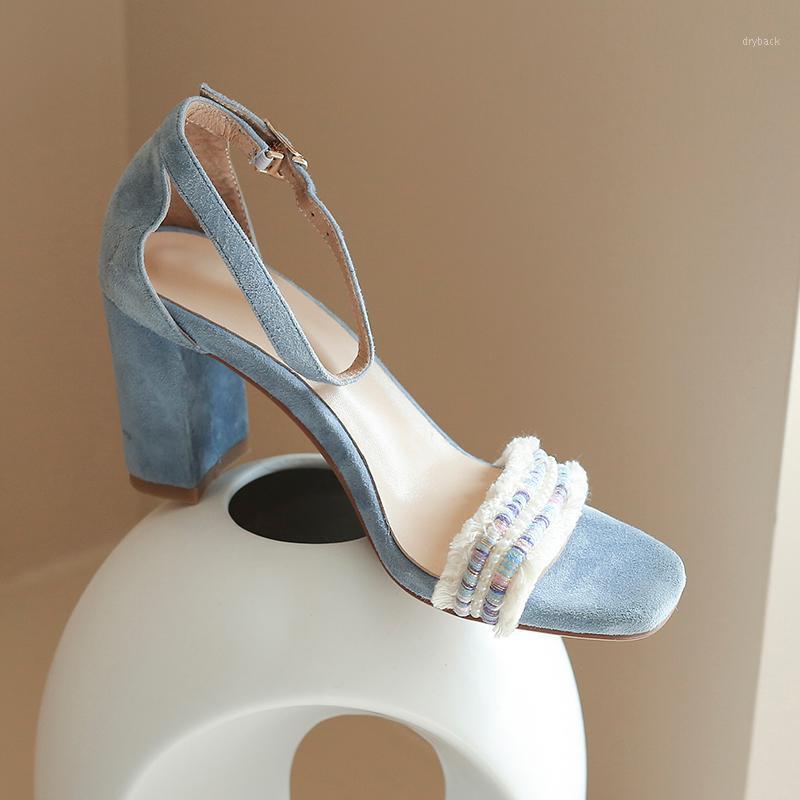 Elegant suede Leather Sandals For Women buckle Summer Open-Toed Thick Heels Pumps 2021 Party Casual Shoes Woman1, Blue
Elegant suede Leather Sandals For Women buckle Summer Open-Toed Thick Heels Pumps 2021 Party Casual Shoes Woman1, Blue