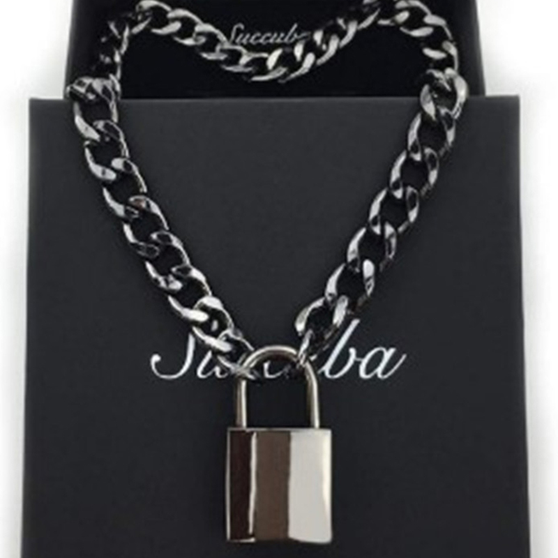 Choker Lock Necklace Layered On The Neck With Lock Punk Jewelry Key Padlock Pendant Chain For Women Men Sweater Chains Necklaces Y200730