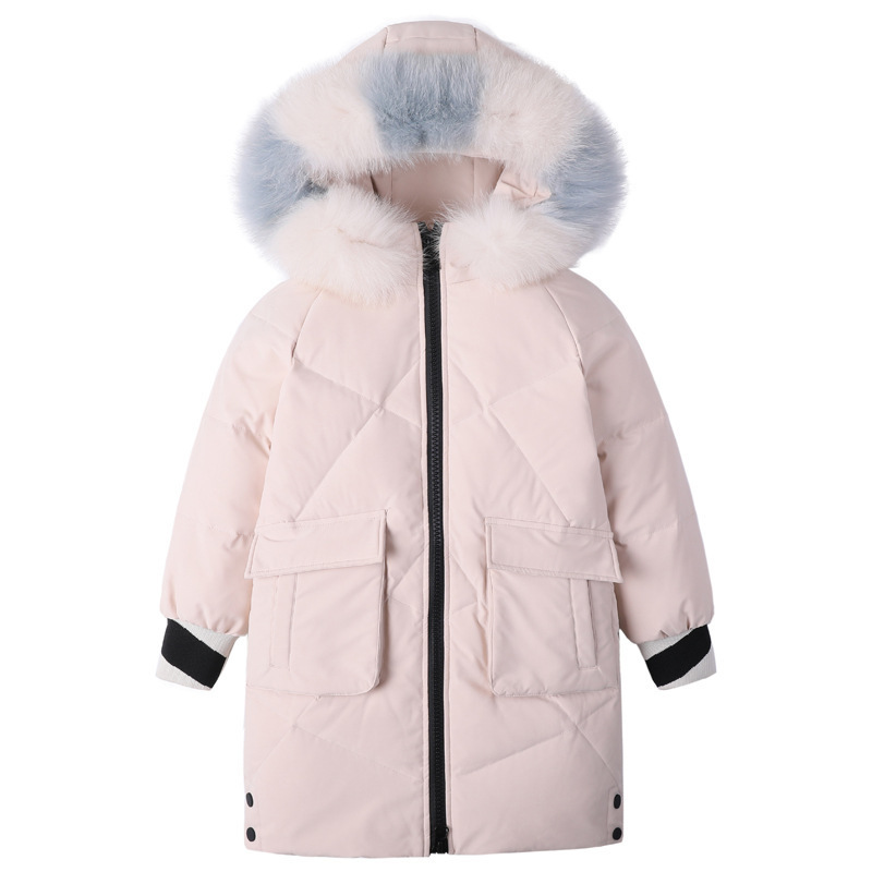 OLEKID Winter Down Jacket For Girls Hooded Real Raccoon Fur Coat 5-14 Years Kids Teenage Girl Outerwear Parka 201102