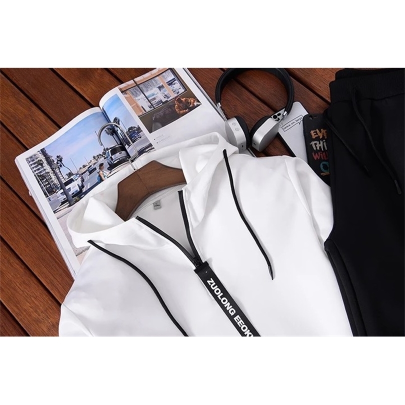 Casual Men's Sets Solid Tracksuit Pullover Hoodies Set Spring Autumn Men Sports Suit Warm 2 Piece Set HoodiePants Plus Size 4XL 201210