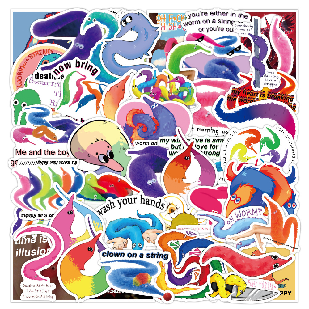 3 ensembles = 150pcs Verm Magic Sticker Notebook Scooter Réfrigérateur Autocollant de casque d'eau