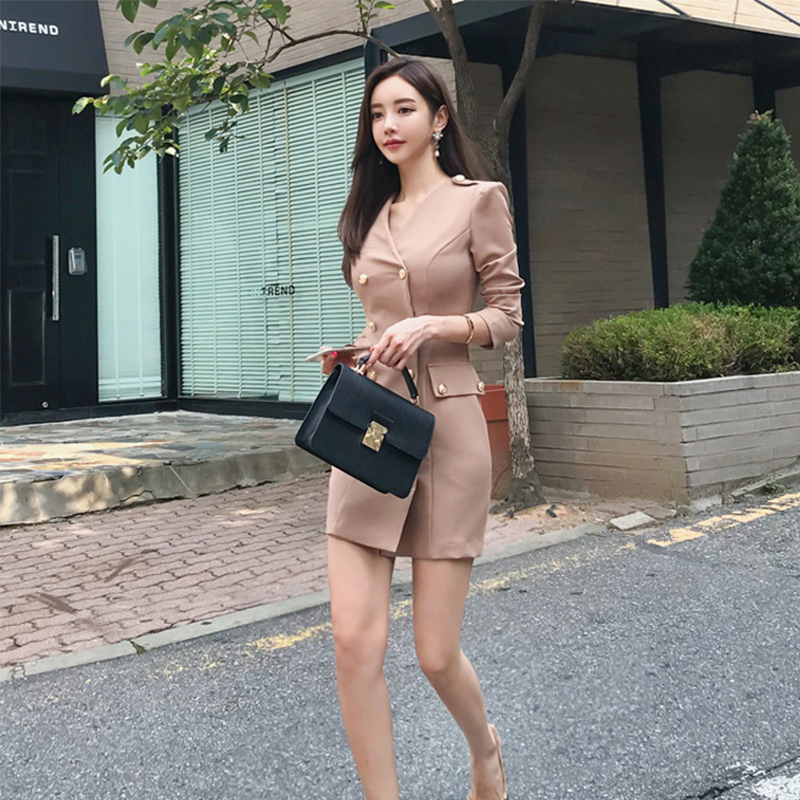 Fashion women work style double-breasted coat new arrival korean outdoor temperament solid comfortable elegant thick slim jacket 201126