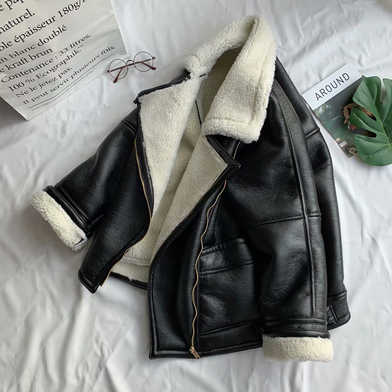 Winter Coat Fashion New Casual Thicken Warm Motorcycle Jacket Women Loose Pilot PU Jacket Quality Wild Parkas Female A88 201020