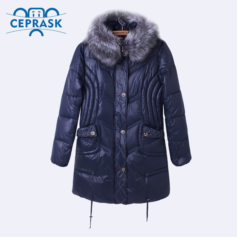 Ceprask High Quality women's Winter Down Jacket Plus Size X-Long Female Coats Fashion Fur Warm Parka camperas 4XL 5XL 6XL 201019