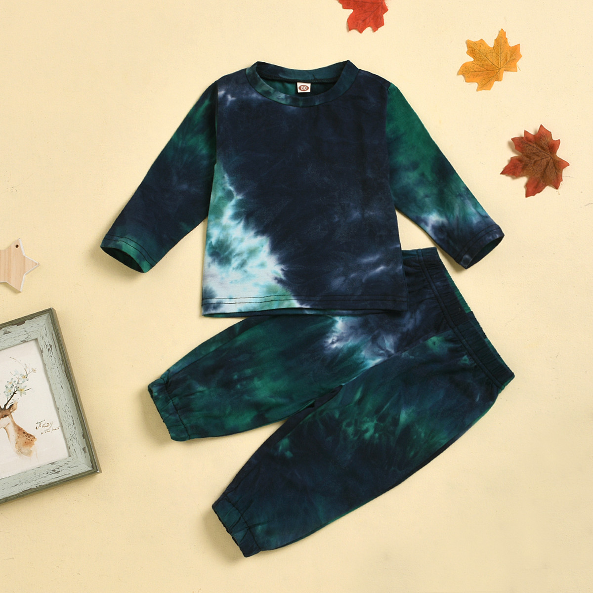 Toddler Girl Boy Clothes Autumn Winter Set 2pcs Tie-dye Printed Long Sleeve Tops Tee Pants Trousers Baby Clothes For 1-5YearsX1019