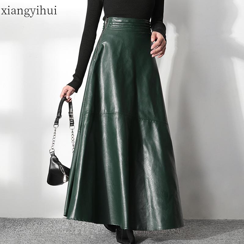 Winter Autumn Green Vintage Long Pu Leather Skirt Women Fashion Zipper High Waist A-line Skirts Ladies Streetwear Casual Clothes
Winter Autumn Green Vintage Long Pu Leather Skirt Women Fashion Zipper High Waist A-line Skirts Ladies Streetwear Casual Clothes