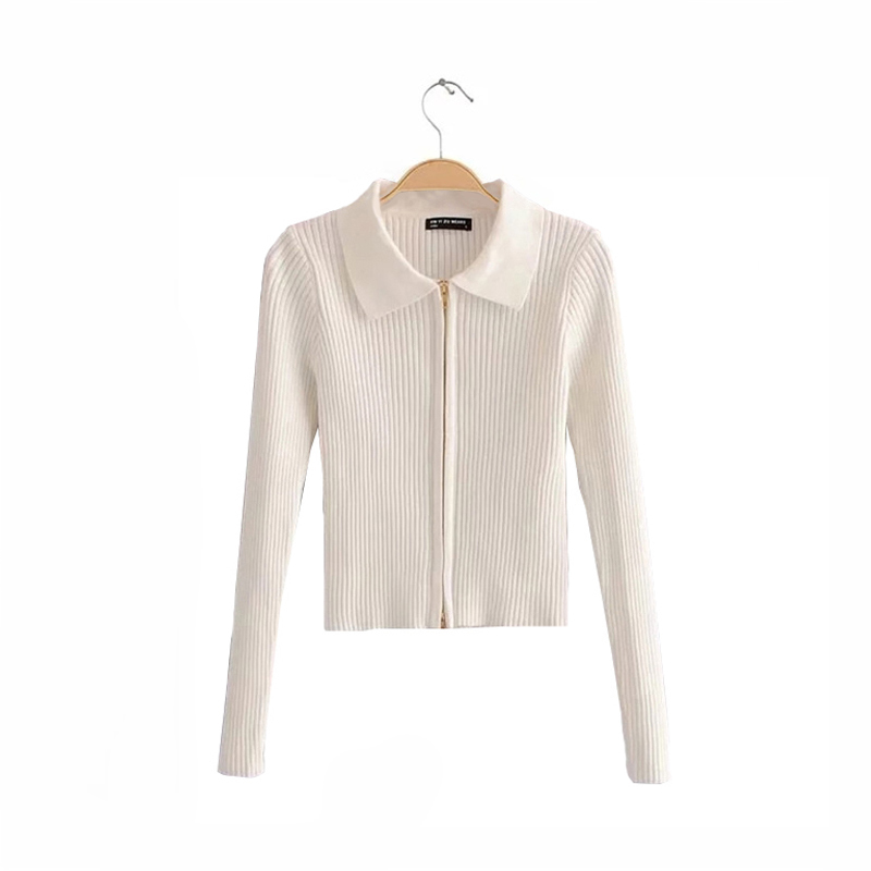 Lucyever Zipper Women Cardigans Sweater Sexy Autumn Long Sleeve Corpped Knitted Autumn Fashion Female Top Casual Slim Blouse 201222