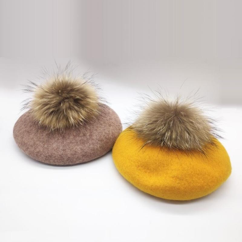 Berets Winter Women Casual Warm Wool Beret Cap Removable Real Raccoon Fur Pom Artist Pumpkin Hat, 006
Berets Winter Women Casual Warm Wool Beret Cap Removable Real Raccoon Fur Pom Artist Pumpkin Hat, 006