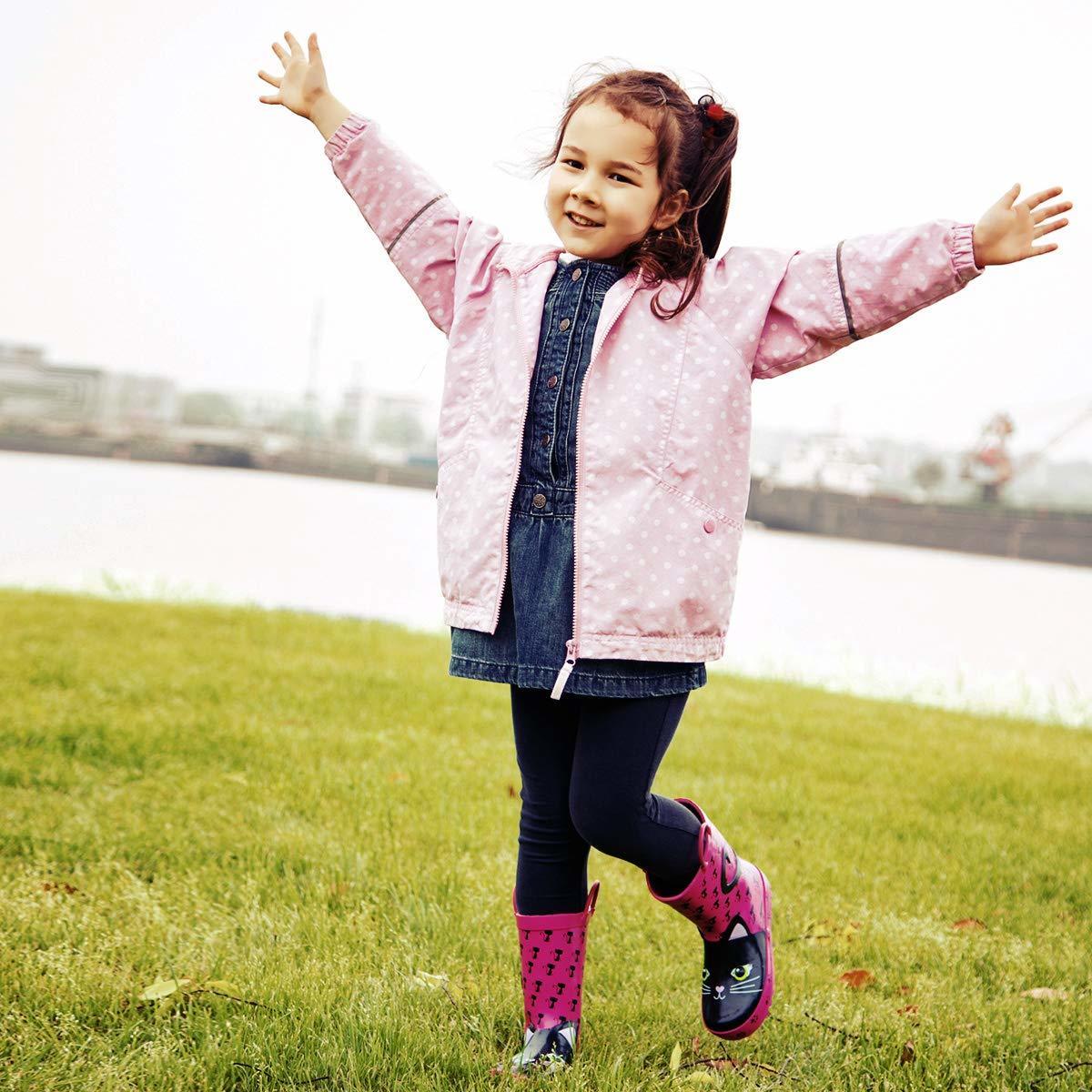 KushyShoo Kids Rain Boots Girl Rubber Boots with 3D Pink Cats Patterns Children Lovely Rainboots Water Shoes Kalosze Dla Dzieci LJ200911