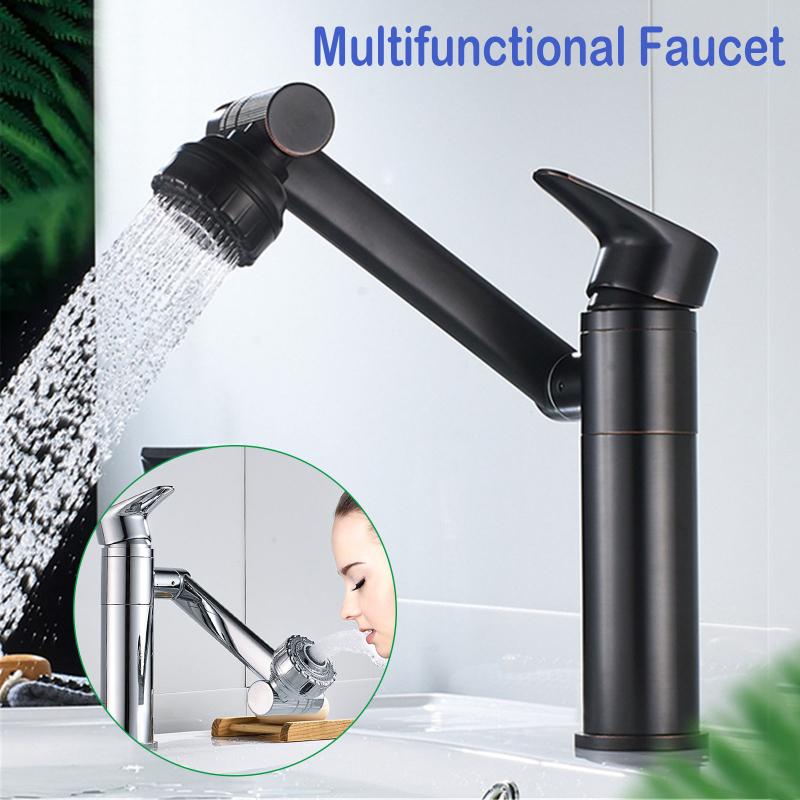 4# Brass Black 360 Rotating Single Hole Multifunctional Hot And Cold Water Faucet Rotatable Bathroom Basin Sink Faucet
4# Brass Black 360 Rotating Single Hole Multifunctional Hot And Cold Water Faucet Rotatable Bathroom Basin Sink Faucet