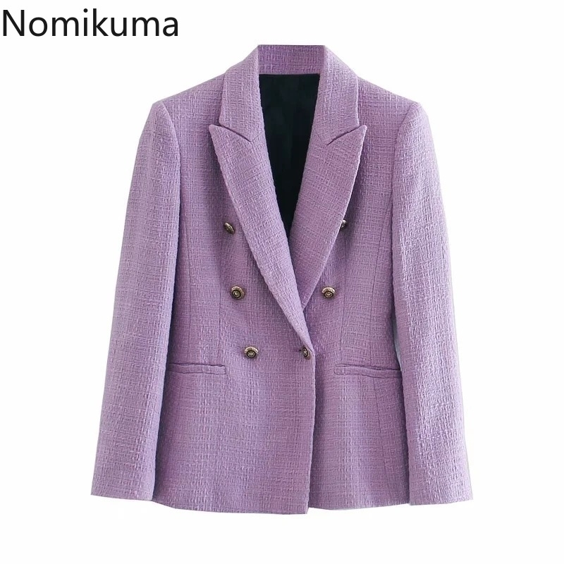 Nomikuma Korean Double Breasted Blazer Coat Autumn Winter New Women Blazers Causal Purple Long Sleeve Suit Jackets 6B716 201201
Nomikuma Korean Double Breasted Blazer Coat Autumn Winter New Women Blazers Causal Purple Long Sleeve Suit Jackets 6B716 201201