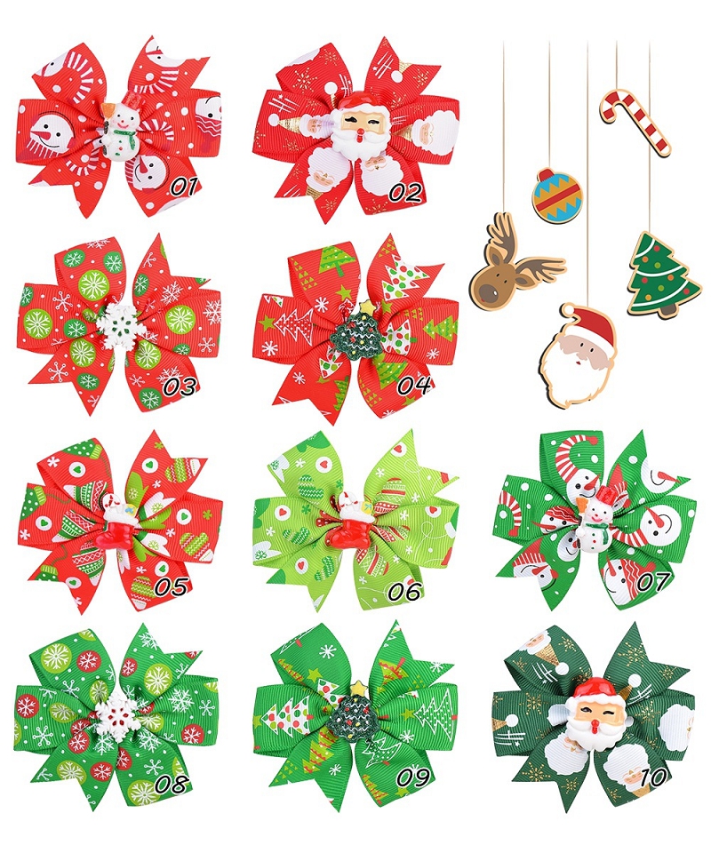 Christmas Hair Bows Baby Hair Clips Girls Party Barrettes Xmas Tree Santa Claus Hairpins Boutique Children Hair Accessories M3003