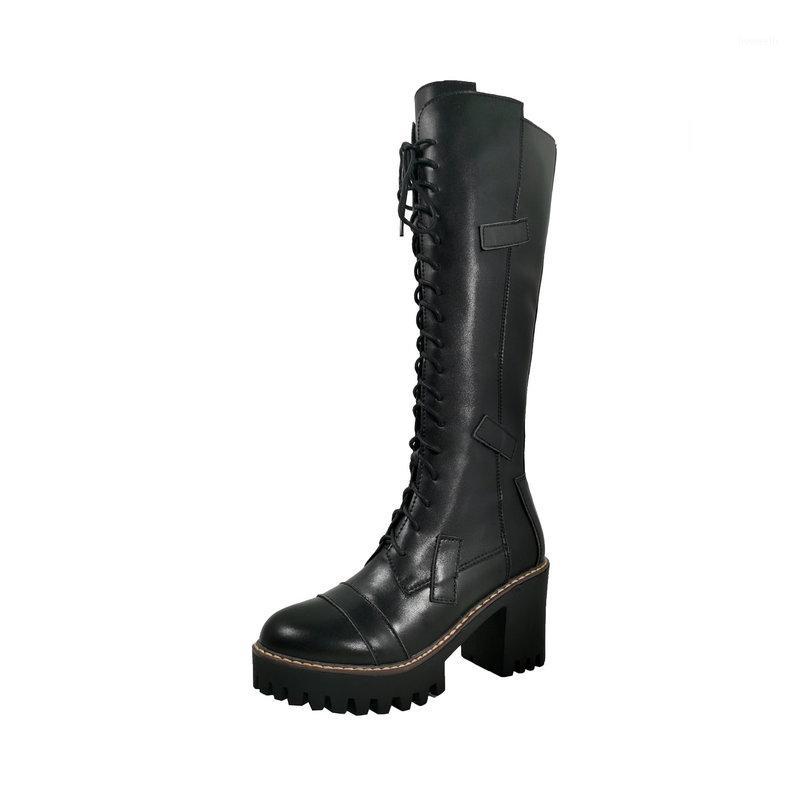 Fashion Genuine Leather Women Knee Boots Cross Tied Platform Thick Heels Pumps Winter Wedding Party Shoes Woman1, Black
Fashion Genuine Leather Women Knee Boots Cross Tied Platform Thick Heels Pumps Winter Wedding Party Shoes Woman1, Black