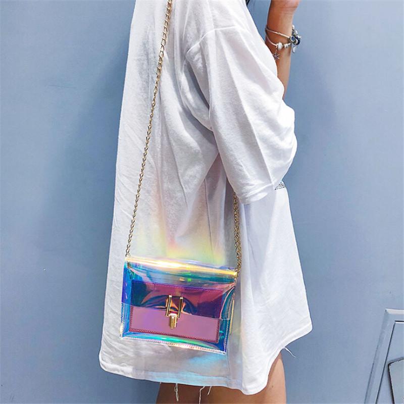 Women Laser Transparent Crossbody Bag Messenger Shoulder Bag PVC Jelly Small Tote Bags Holographic Lady Sac Femme Bandoulier, Pink
Women Laser Transparent Crossbody Bag Messenger Shoulder Bag PVC Jelly Small Tote Bags Holographic Lady Sac Femme Bandoulier, Pink