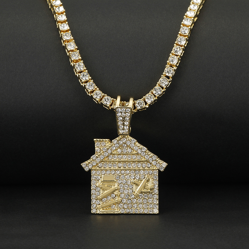 Hip Hop Bando Trap House Necklace Men Bling Savage Pendant Necklace With Tennis Chain Female Ice Out Link Chain Jewelry C0219
Hip Hop Bando Trap House Necklace Men Bling Savage Pendant Necklace With Tennis Chain Female Ice Out Link Chain Jewelry C0219