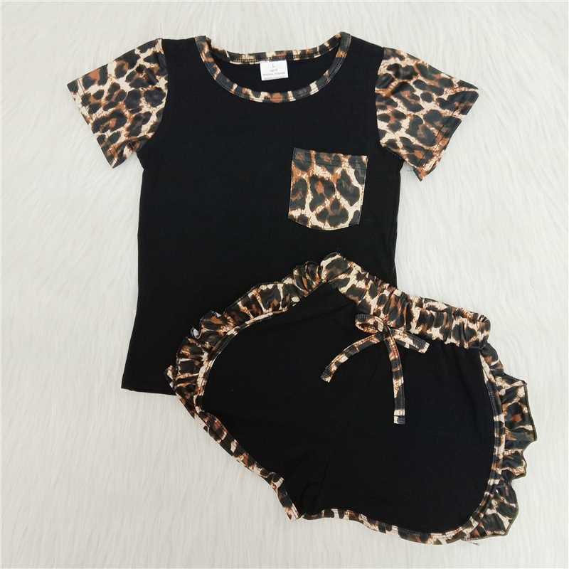 Fashion Boutique Baby Girl Baby Clothes Black Leopard Print Pocket Short Sleeve Kids Baby Girl Designer Clothing Bow Shorts Set, White
Fashion Boutique Baby Girl Baby Clothes Black Leopard Print Pocket Short Sleeve Kids Baby Girl Designer Clothing Bow Shorts Set, White