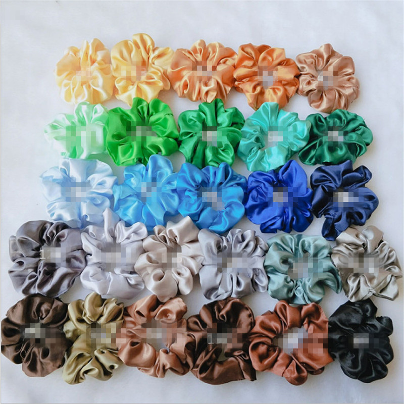 Women Silk Scrunchie Elastic Handmade Multicolor Hair Band Ponytail Holder Headband Accessories epacket 70 colors