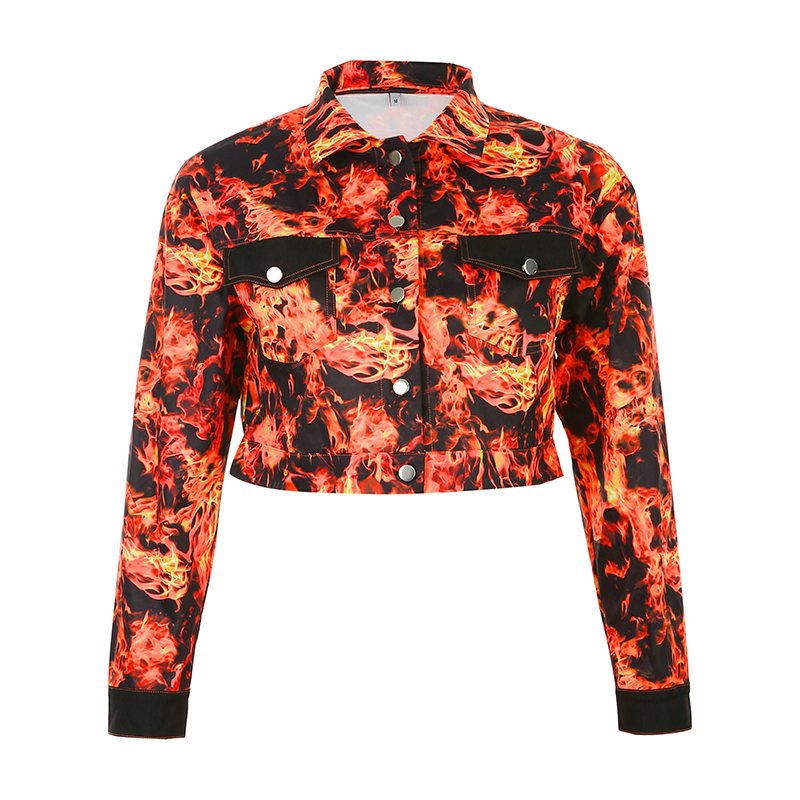 Darlingaga Streetwear Flame Printed Autumn Jacket Coat Women Festival Fire Fashion Bomber Jacket Winter Outwear Basic Jackes New T200111