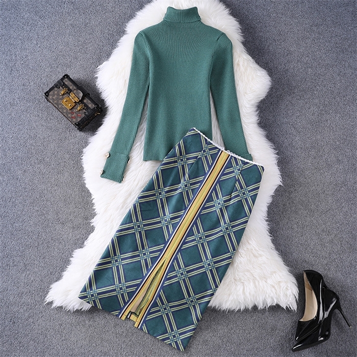 2020 Fall Autumn Long Sleeve Turtle Neck Green Pure Color Knitted Knits Tees Sweater + Panelled Mid-Calf Skirt Two Piece 2 Pieces Set NSP17
2020 Fall Autumn Long Sleeve Turtle Neck Green Pure Color Knitted Knits Tees Sweater + Panelled Mid-Calf Skirt Two Piece 2 Pieces Set NSP17