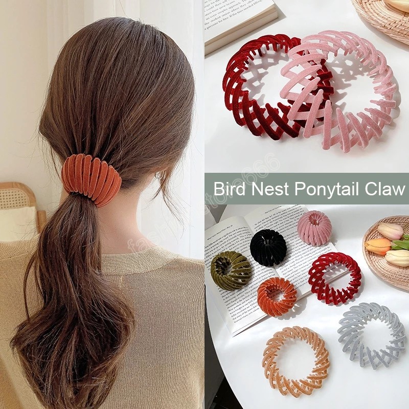 Fashion Women Bun Hair Claw Clamps Horsetail Buckle Hair Clip Bird Nest Expanding Hair Accessories Female Ponytail Holder