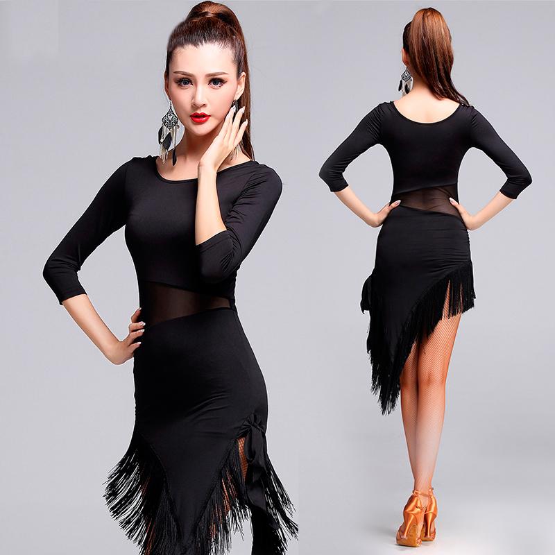 New Fashion Sexy Half-sleeve Latin Dance Tassel one-piece dress for women/female Ballroom tango Cha Cha Rumba Costumes, Black
New Fashion Sexy Half-sleeve Latin Dance Tassel one-piece dress for women/female Ballroom tango Cha Cha Rumba Costumes, Black