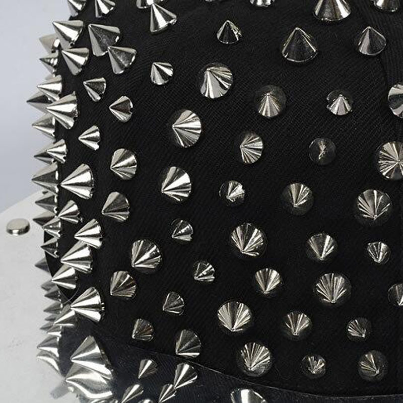 High Quality Hip Hop Caps Hats Punk Hat Bigbang Personality Jazz Snapback Cap Men Women Spike Studs Rivet Hat Punk Styl 201019