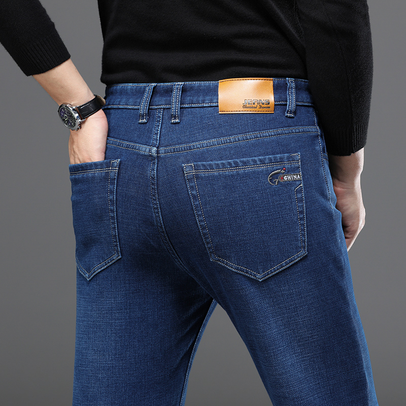 Large Size 42 44 46 Winter Men's Fashion Thickening Fleece Warm Jeans Slim Stretch High Quality Warm Jeans 201223