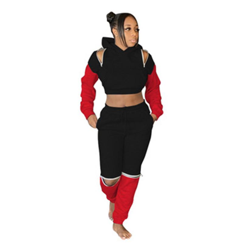 Women Contrast Color Tracksuits Fashion Long Sleeve Zipper Hooded Tops Drawstring Pants Suits Designer Female Autumn New Sports Casual Sets
Women Contrast Color Tracksuits Fashion Long Sleeve Zipper Hooded Tops Drawstring Pants Suits Designer Female Autumn New Sports Casual Sets
