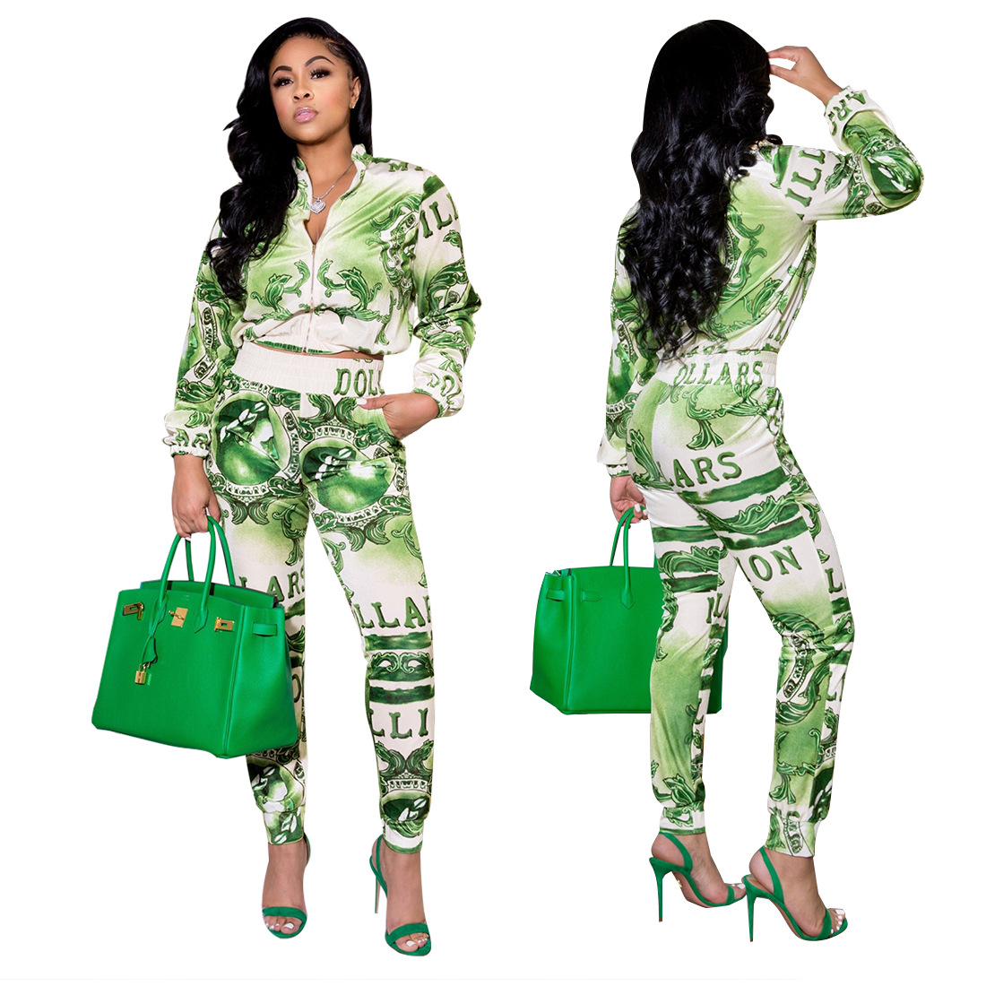 Autumn Winter Women' Digital Print Green Casual Commuting Two-Piece Jacket With Trousers Fashion Women' Tracksuits -2XL
Autumn Winter Women' Digital Print Green Casual Commuting Two-Piece Jacket With Trousers Fashion Women' Tracksuits -2XL