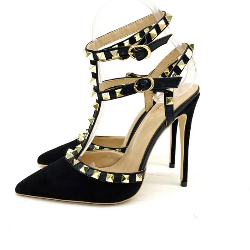 New V Rivet Sandals 2021 Summer Fashion Black Suede with Gold Spiked Stileto Heel Lace Up High Heels Sexy Pointed T-belt Women's Party Shoes
New V Rivet Sandals 2021 Summer Fashion Black Suede with Gold Spiked Stileto Heel Lace Up High Heels Sexy Pointed T-belt Women's Party Shoes