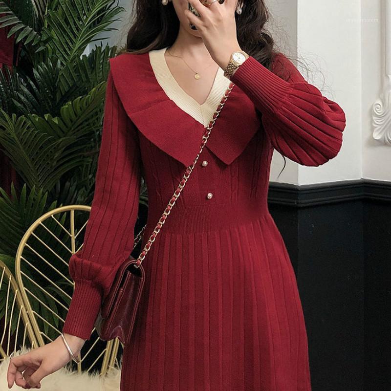 Female Long Sleeve French Elegant One Piece Dress Korean 2021 Winter Retro Knitted Dress Women Sweet V-Neck Midi Sweater1, Black
Female Long Sleeve French Elegant One Piece Dress Korean 2021 Winter Retro Knitted Dress Women Sweet V-Neck Midi Sweater1, Black