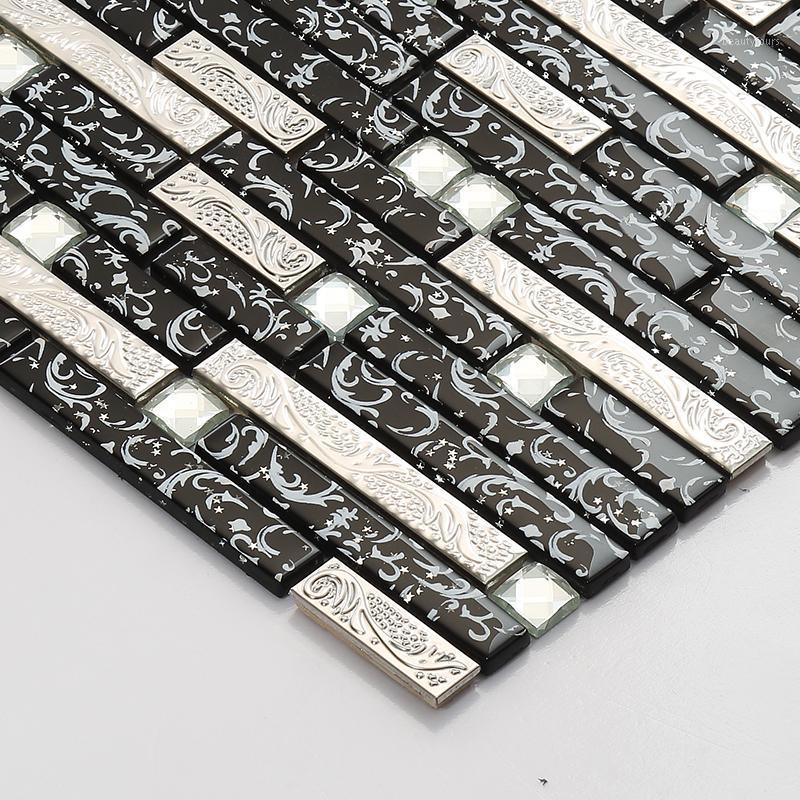 Simple Modern Strip Metal Silver diamond Black Glass Mosaic Tiles for Bar Cabinet border subway wall tile1, Yy-237
Simple Modern Strip Metal Silver diamond Black Glass Mosaic Tiles for Bar Cabinet border subway wall tile1, Yy-237