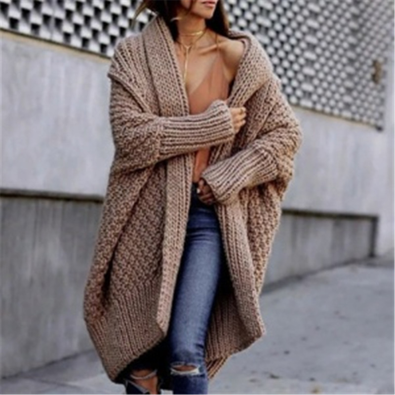 Winter Solid Long Sleeve Knitwear Turndown Collar Women Casual Knitted Sweater Overcoats Cardigans Autumn Coats for Female Coat T200828