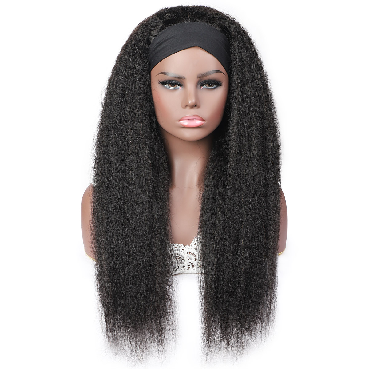 Ishow Yaki Straight Human Hair Wigs With Headbands Long 28 30inch Body Water Headband Wig Loose Deep Curly None Lace Wigs for Women All Ages Natural C