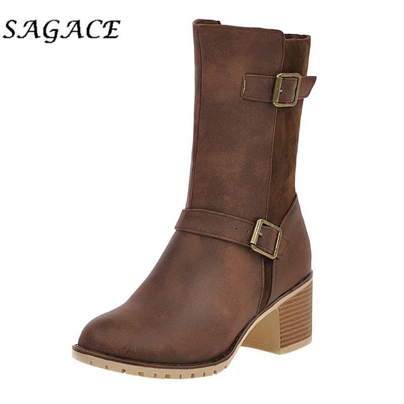 SAGACE Shoes ladies black leather boots women middle boots zipper round toe square heel platform high short plush shoes, Bk
SAGACE Shoes ladies black leather boots women middle boots zipper round toe square heel platform high short plush shoes, Bk