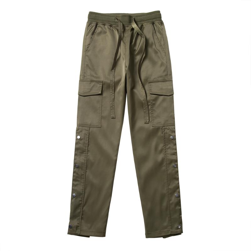 Men's Pants / Autumn Winter Streetwear Side Snap Cargo Hip Hop Slim Fit Ribboned Waistband Track Elastic Waist 9Y4214