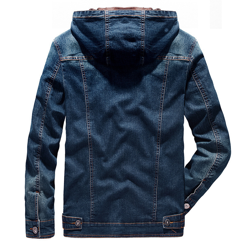 Autumn Jacket Men Military Jeans Jacket Hooded Single Breasted Denim Coat Windbreaker Men Cotton Jacket Chaquetas Hombre M-4XL 201127