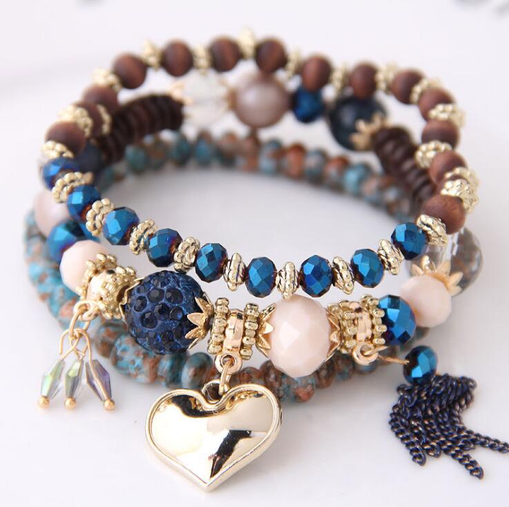 Bohemian Beaded Bracelets for Women 6 Colors Multilayer Stretch Stackable Bracelet Set Multicolor Jewelry Bangle Christmas Gift GD1224