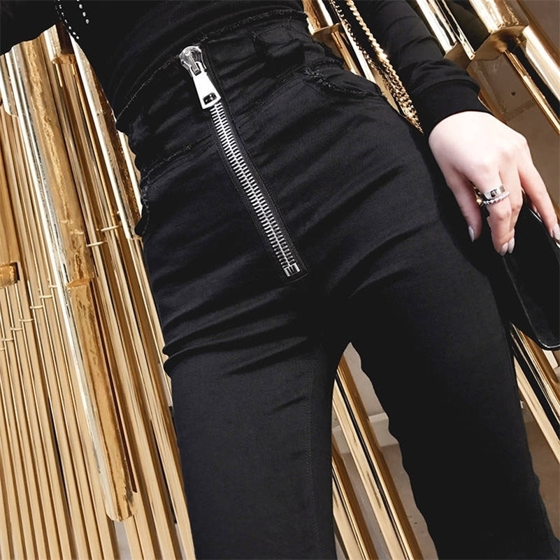 Summer Black Skinny Jeans Woman Stretch Push Up Denim Pants Spring Style Jeans With Zipper Behind Cotton Streetwear Casual 210203